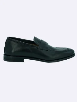 Mocassino College in Pelle Nero Fondo Cuoio Elegante