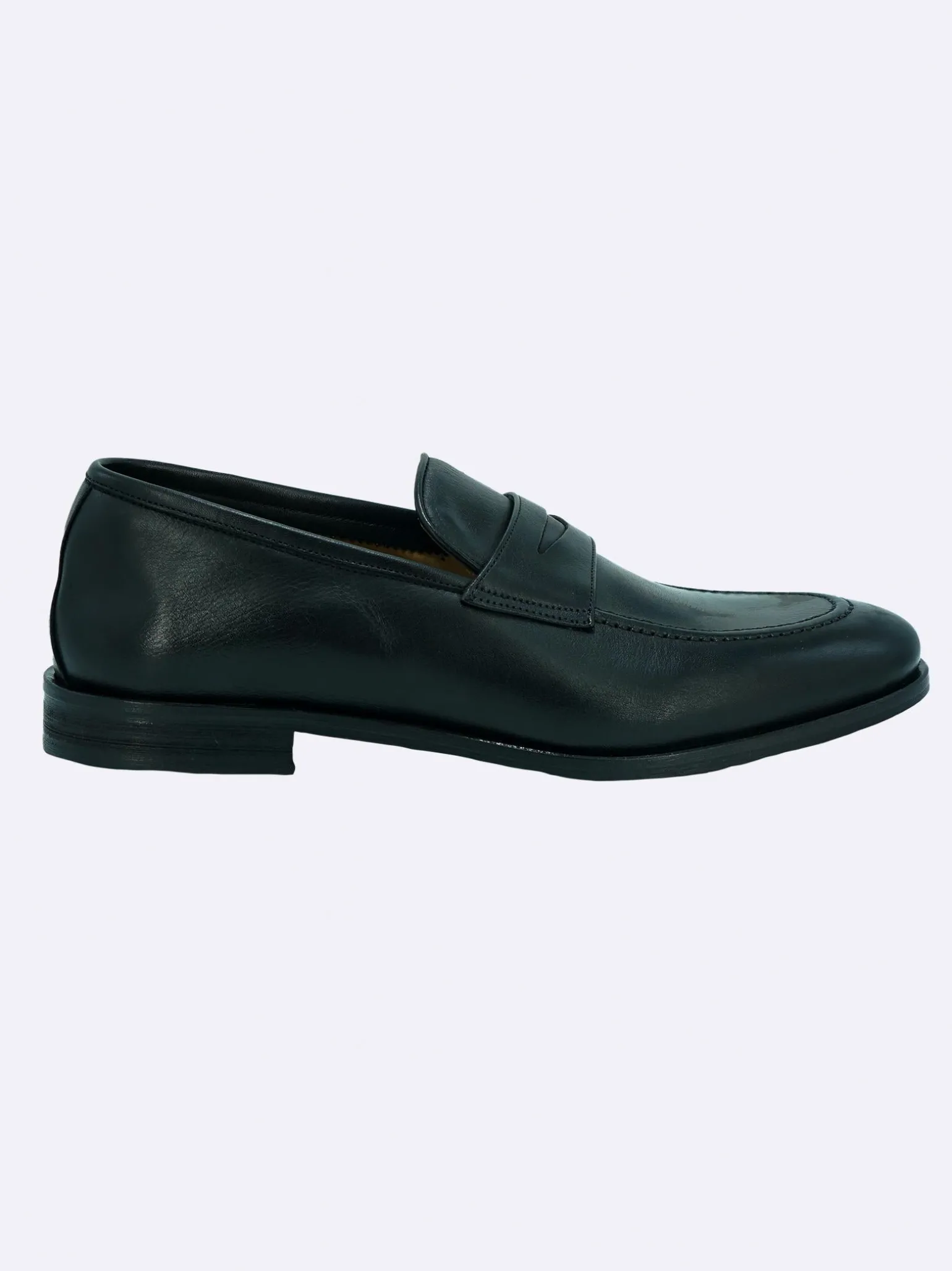 Mocassino College in Pelle Nero Fondo Cuoio Elegante