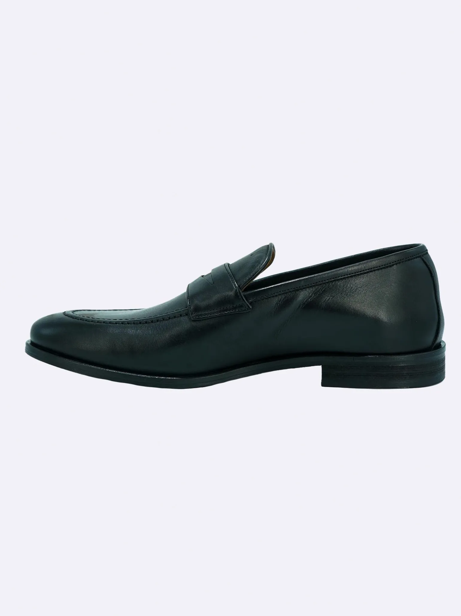 Mocassino College in Pelle Nero Fondo Cuoio Elegante