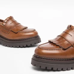 Mocassino Donna in Pelle Cuoio