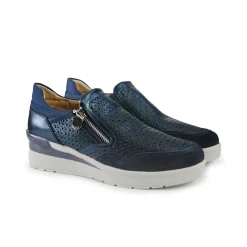 Mocassino Sneakers Donna in Pelle Blu