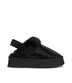Pantafole Donna Imbottite Strass Nero