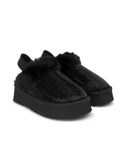Pantafole Donna Imbottite Strass Nero