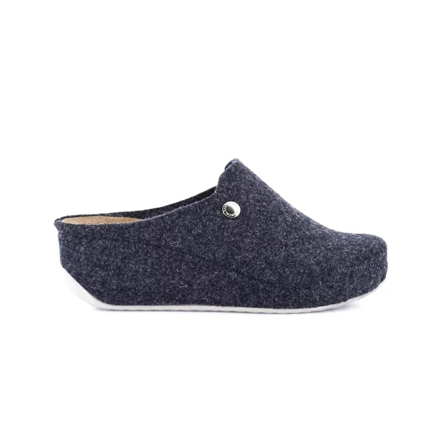 Pantofole Donna con Zeppa in Feltro Blu