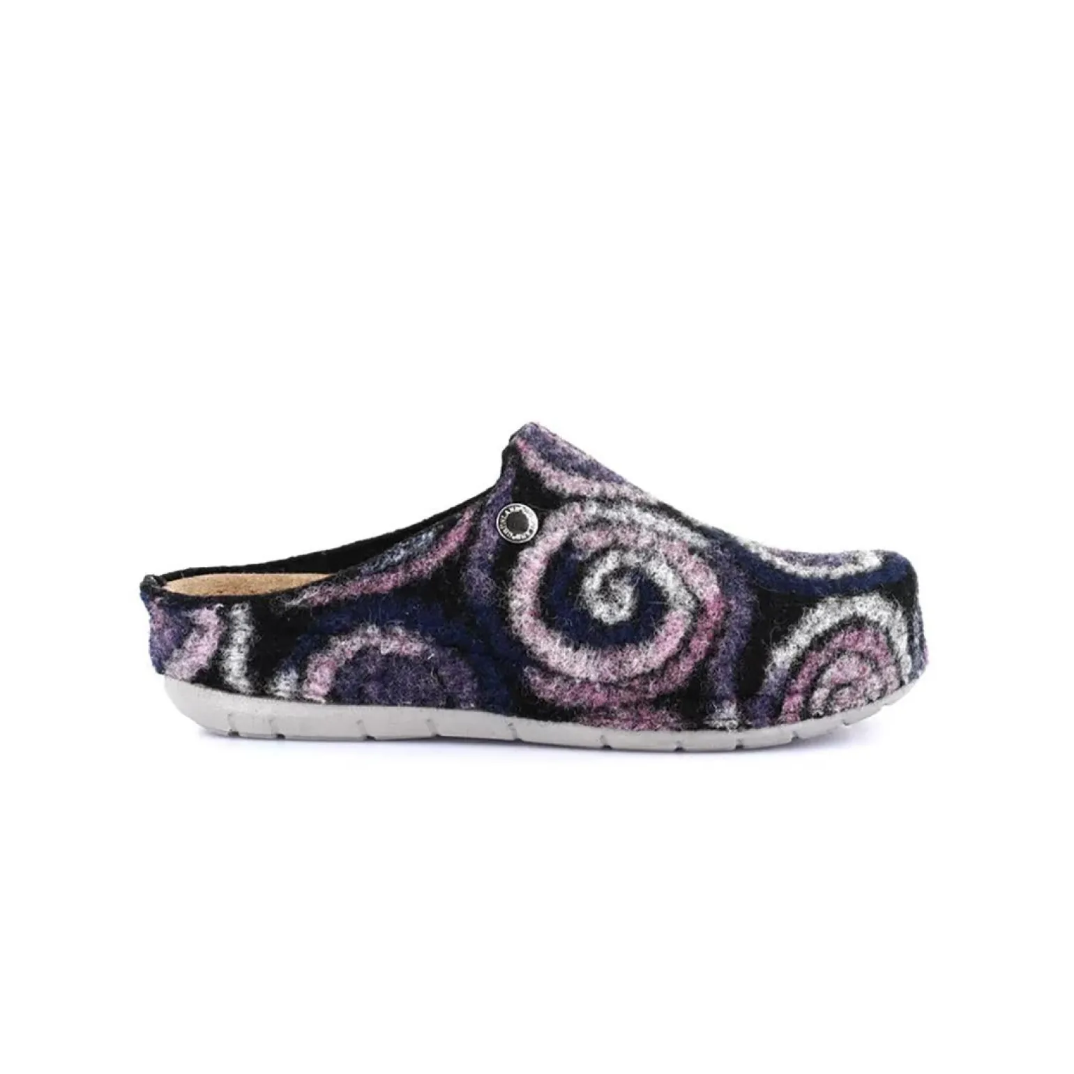 Pantofole Donna con Zeppa in Lana Fantasia Nero