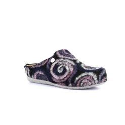 Pantofole Donna con Zeppa in Lana Fantasia Nero