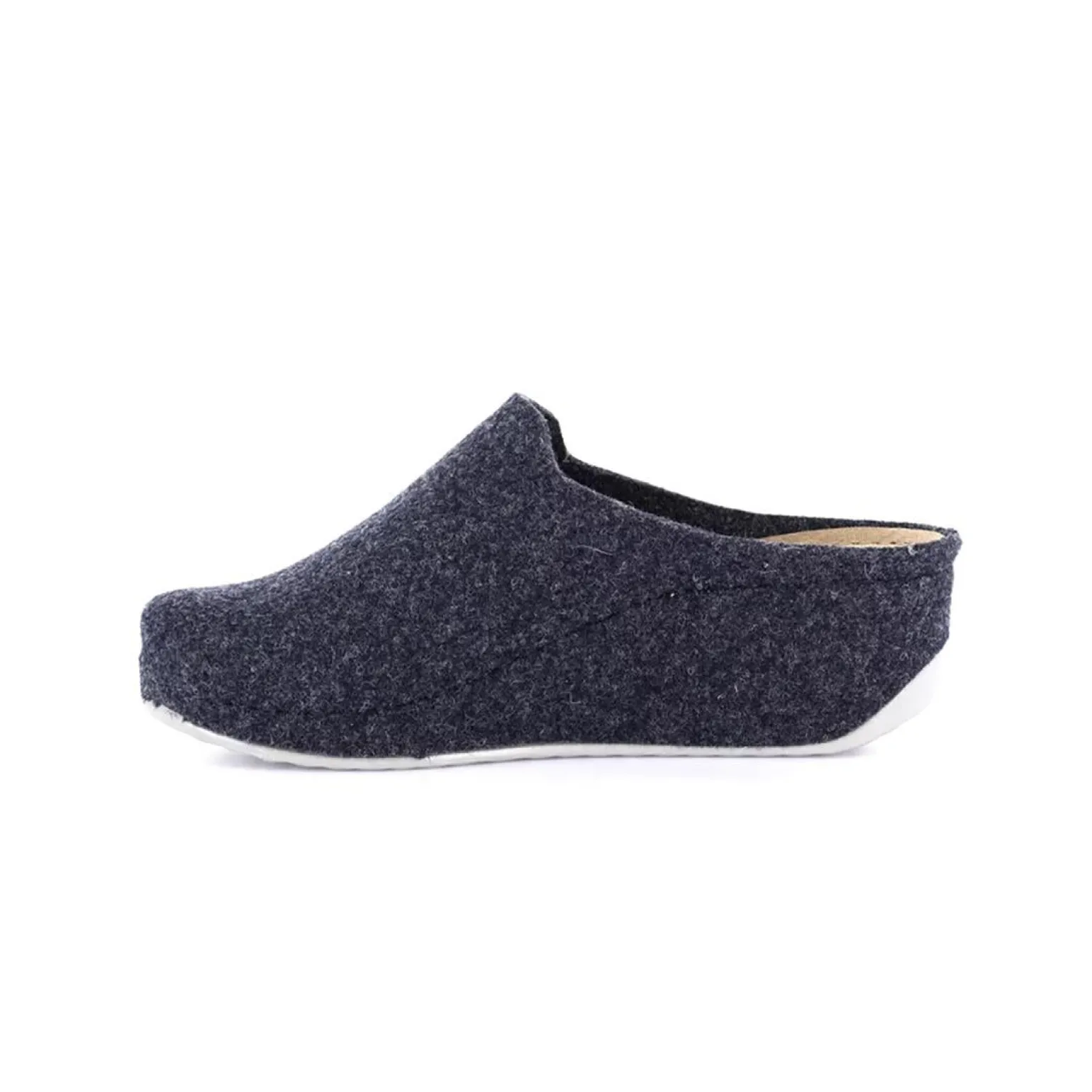 Pantofole Donna con Zeppa in Feltro Blu