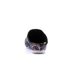 Pantofole Donna con Zeppa in Lana Fantasia Nero