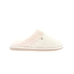 Pantofole Donna Maglia e Peluche Panna