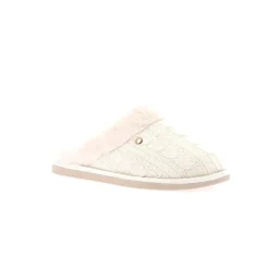 Pantofole Donna Maglia e Peluche Panna