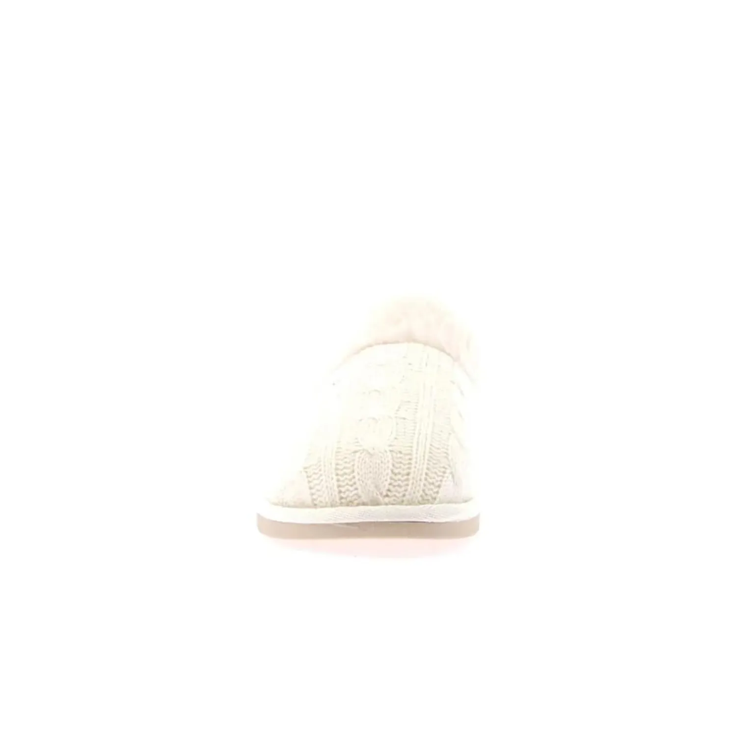 Pantofole Donna Maglia e Peluche Panna