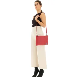 Pochette in Pelle Rossa con Tracolla
