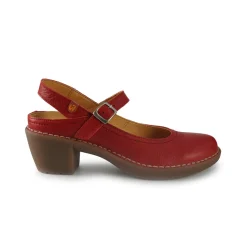 Pump Slingback con Tacco in Pelle Rosso