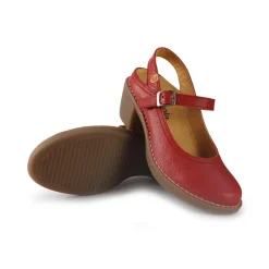 Pump Slingback con Tacco in Pelle Rosso