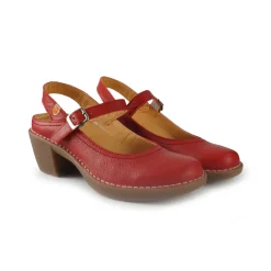 Pump Slingback con Tacco in Pelle Rosso