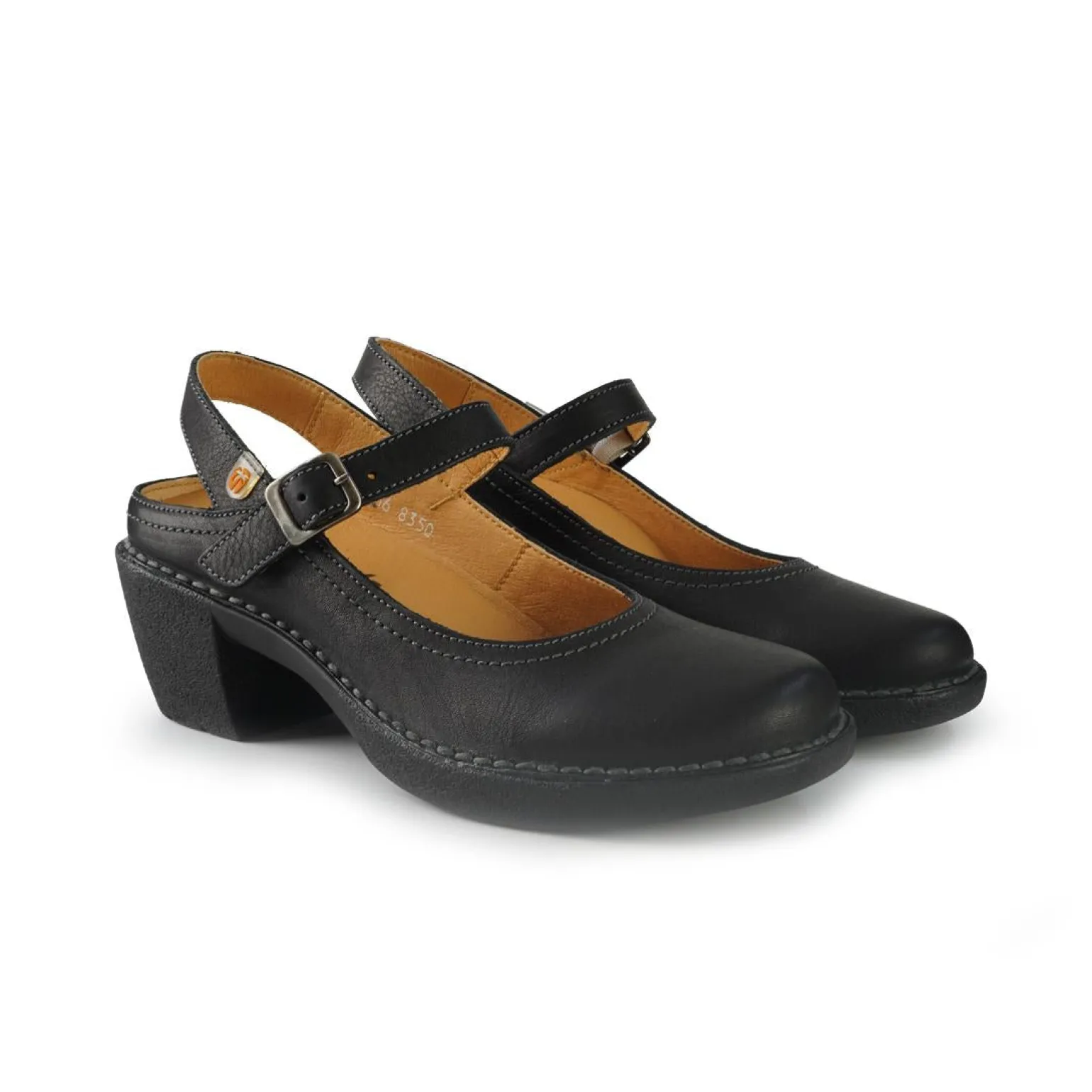 Pump Slingback con Tacco in Pelle Nero
