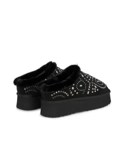 Sabot Donna Imbottite Fur con Borchie Nero