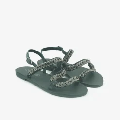 Sandali Bassi Donna in Pelle Nera