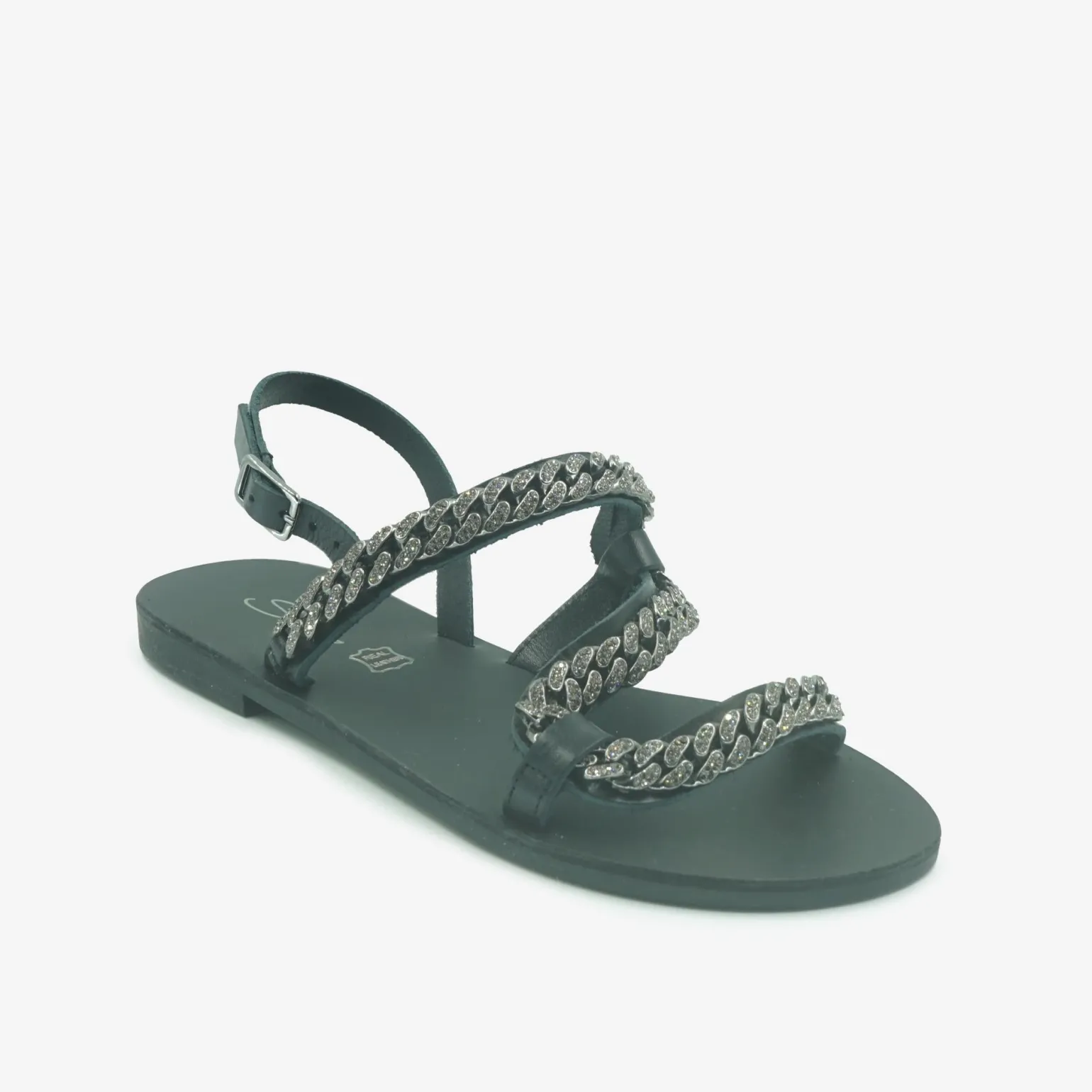 Sandali Bassi Donna in Pelle Nera
