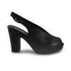 Sandali Chanel con Tacco Alto e Plateau in Pele Nera