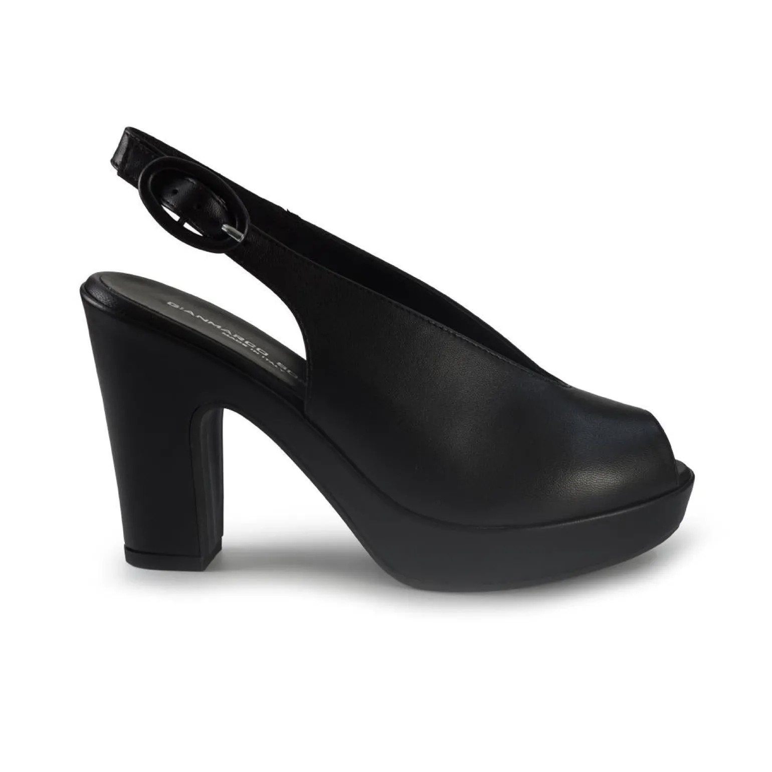 Sandali Chanel con Tacco Alto e Plateau in Pele Nera