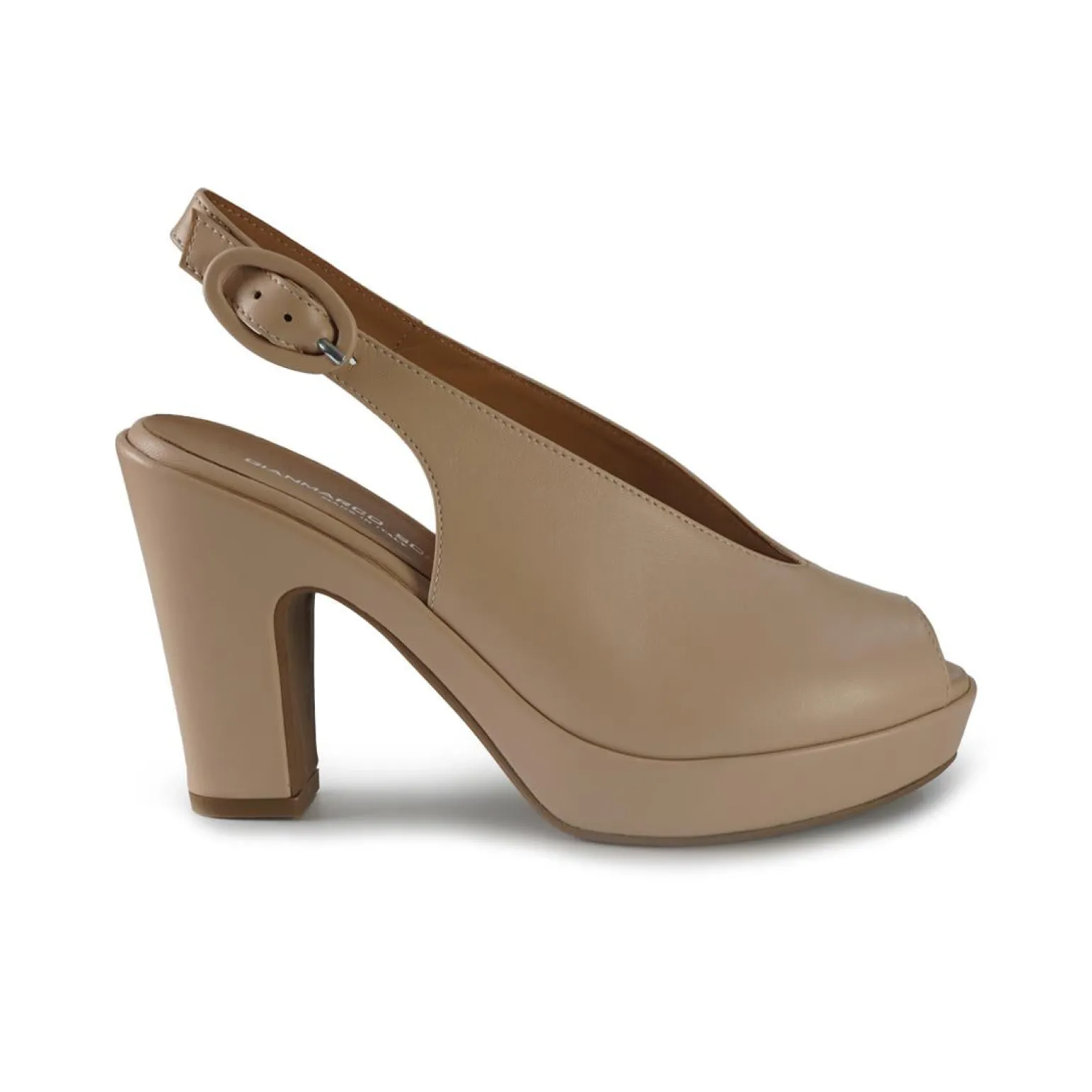 Sandali Chanel con Tacco Alto e Plateau in Pele Nude