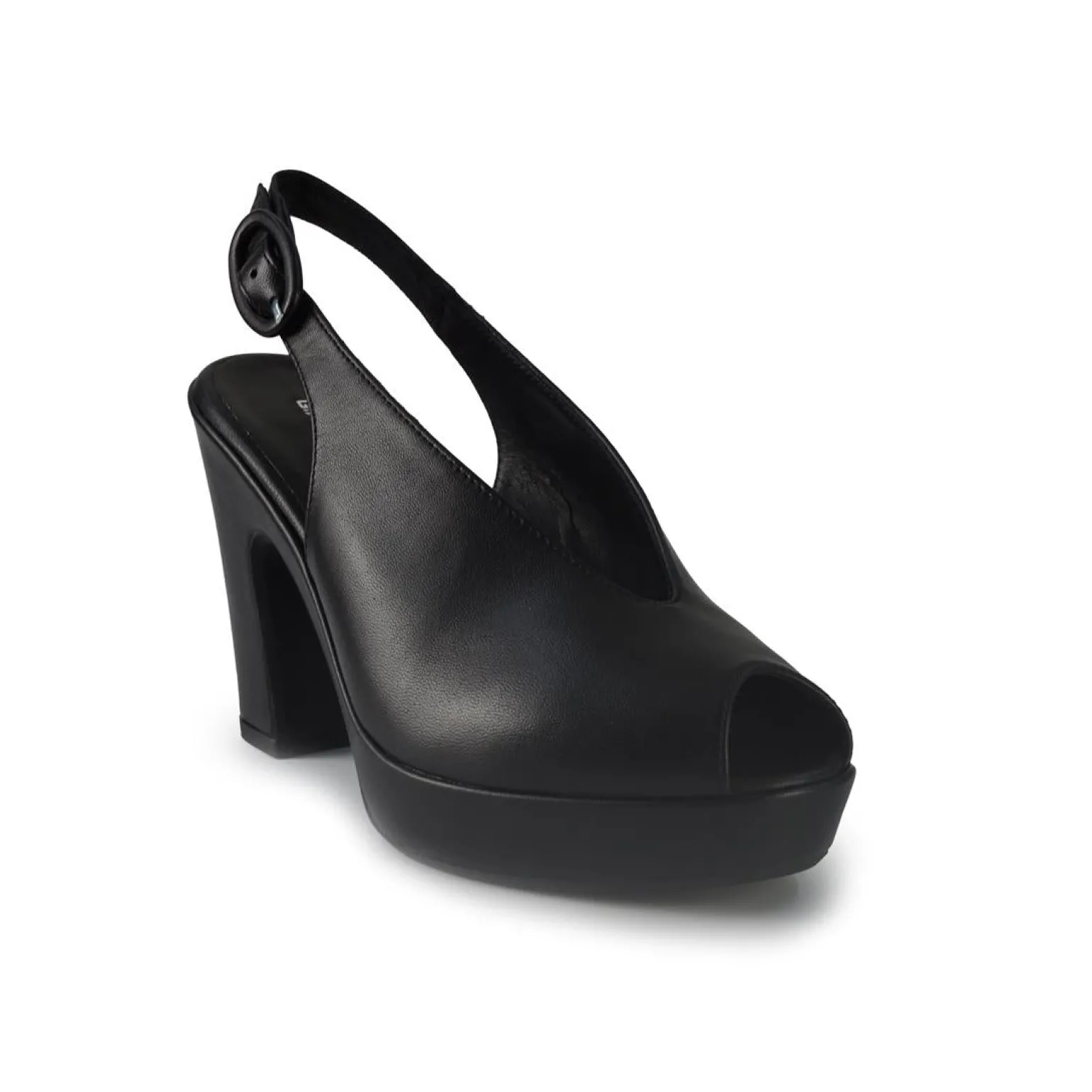 Sandali Chanel con Tacco Alto e Plateau in Pele Nera