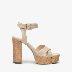 Sandali con Plateau Pelle Lino