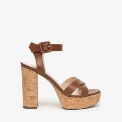 Sandali con Plateau Pelle Cuoio