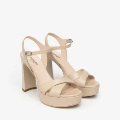Sandali con Plateau Pelle Lino