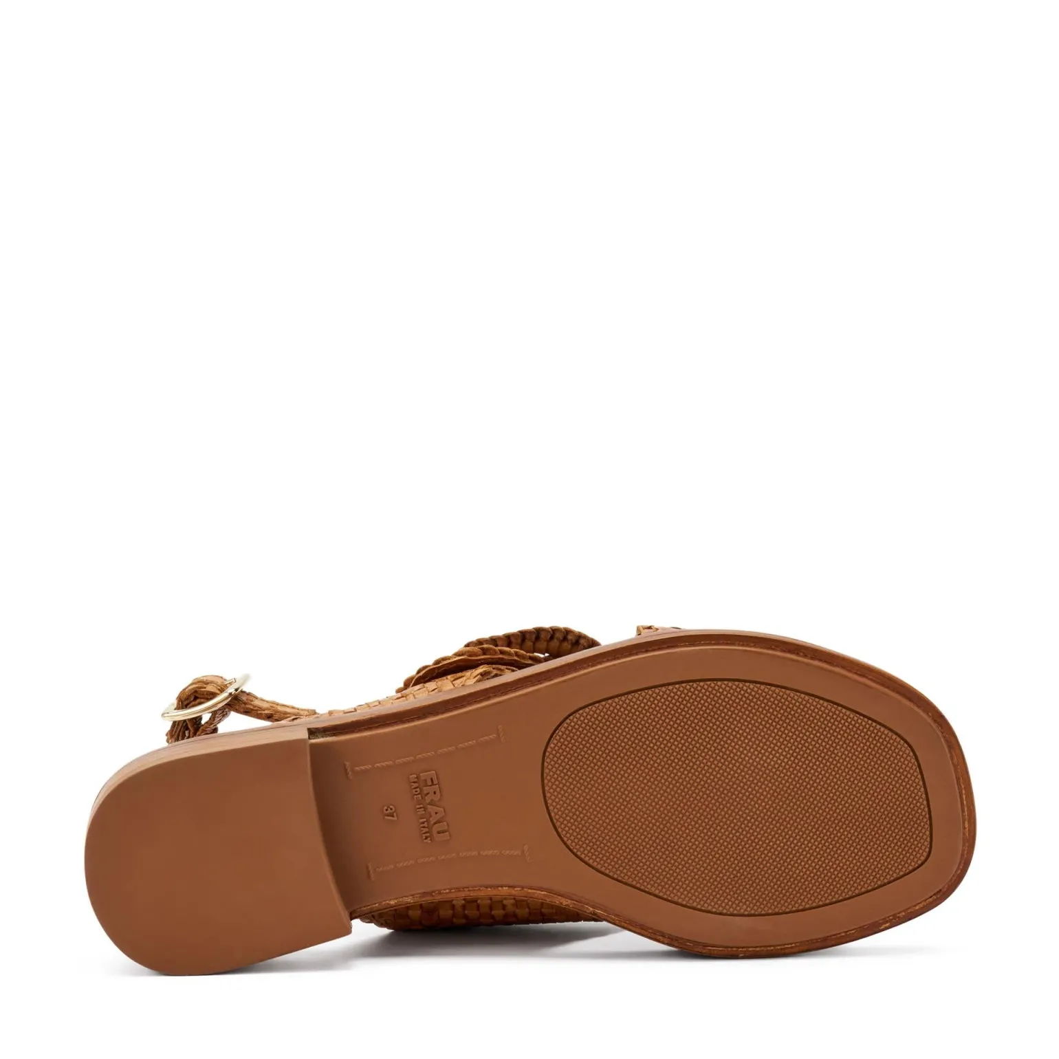 Sandali Donna Bassi in Pelle Intrecciata Cuoio