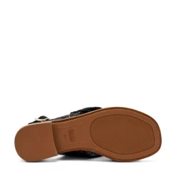 Sandali Donna Bassi in Pelle Intrecciata Nero
