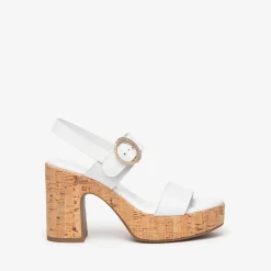 Sandali Donna Bianco Plateau Sughero