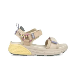 Sandali Donna con Doppio Velcro in Tessuto Beige
