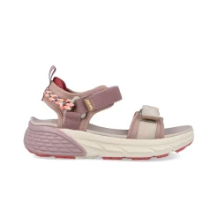 Sandali Donna con Doppio Velcro in Tessuto Cipria