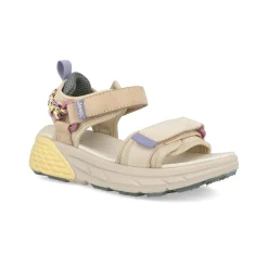 Sandali Donna con Doppio Velcro in Tessuto Beige