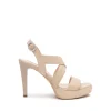 Sandali Donna con Tacco Alto e Plateau in Pelle Lino
