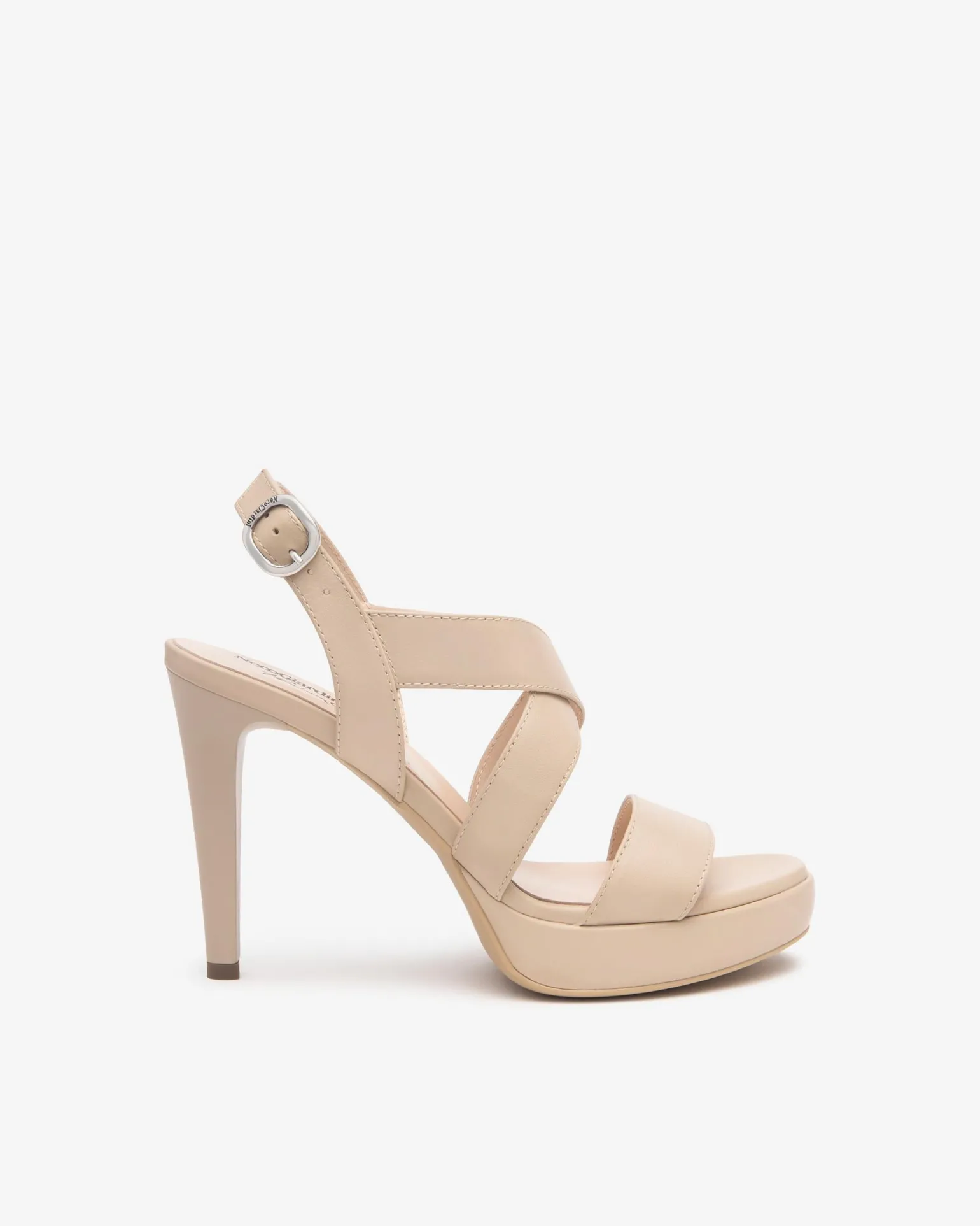 Sandali Donna con Tacco Alto e Plateau in Pelle Lino