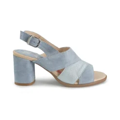 Sandali Donna con Tacco in Camoscio Azzurro Multi