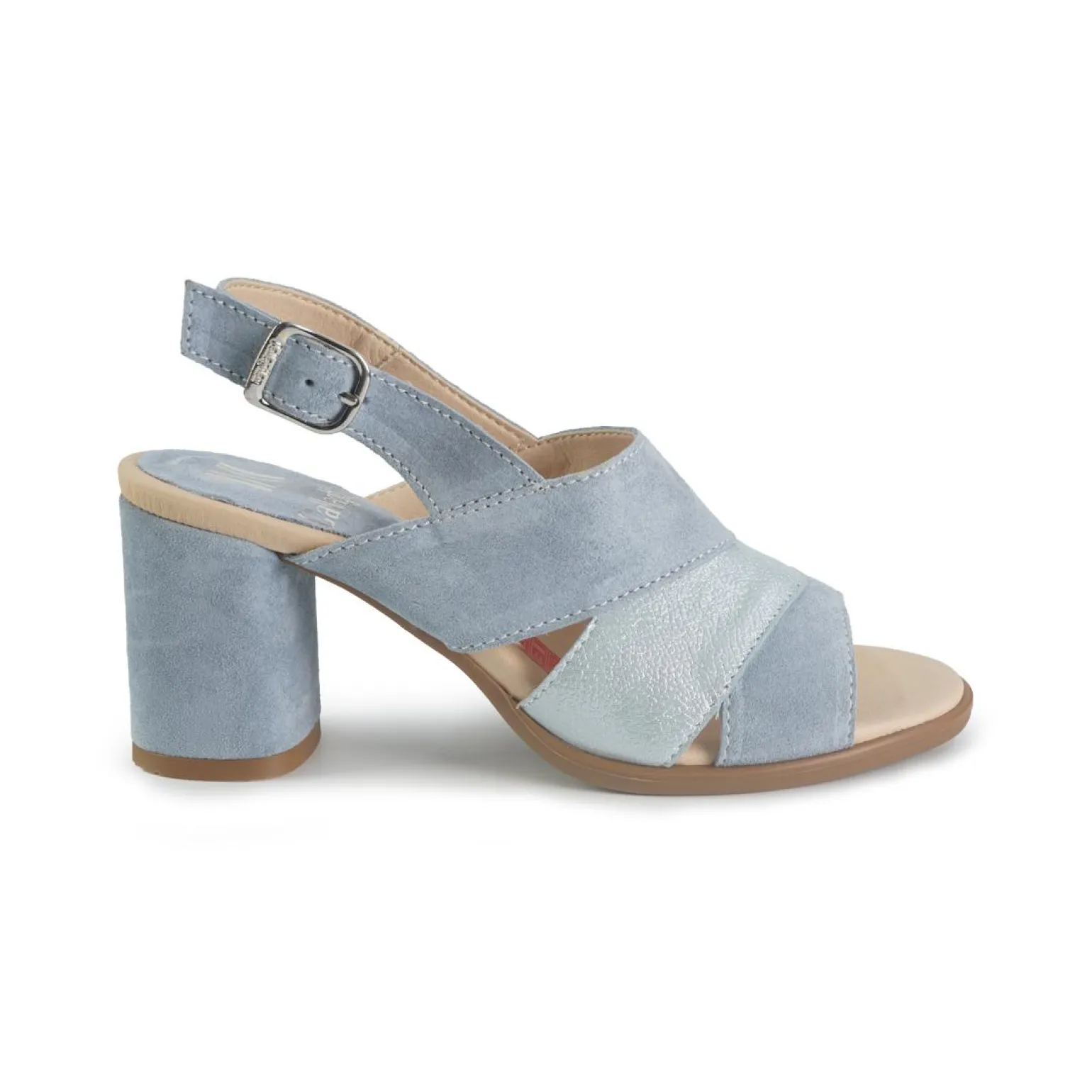 Sandali Donna con Tacco in Camoscio Azzurro Multi