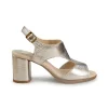 Sandali Donna con Tacco in Pelle Oro