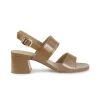 Sandali Donna con Tacco in Vernice Cuoio
