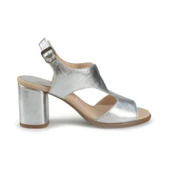 Sandali Donna con Tacco in Pelle Argento