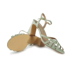 Sandali Donna con Tacco in Pelle Verde
