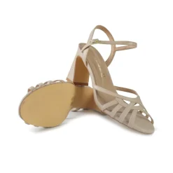 Sandali Donna con Tacco in Pelle Beige