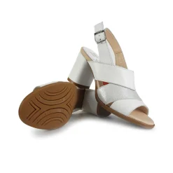 Sandali Donna con Tacco in Pelle Bianco Multi