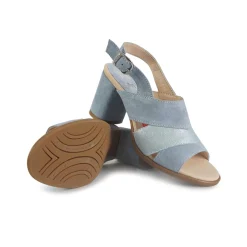 Sandali Donna con Tacco in Camoscio Azzurro Multi