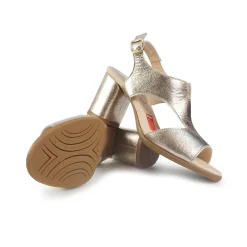 Sandali Donna con Tacco in Pelle Oro