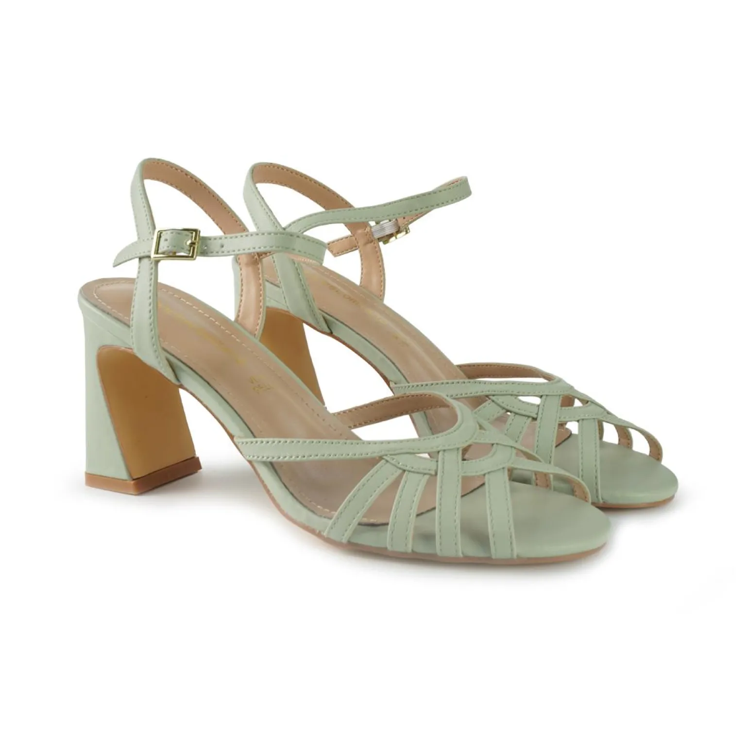 Sandali Donna con Tacco in Pelle Verde