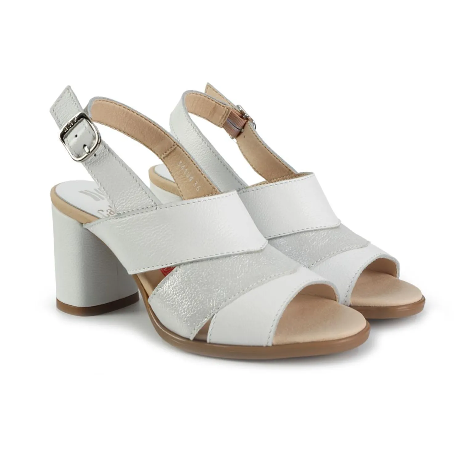 Sandali Donna con Tacco in Pelle Bianco Multi
